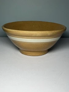 "ANTIGUO TAZÓN MEZCLADOR AMARILLO CON BANDAS Blanco 11"" AMPLIO PRIMITIVO GRANJA" - Imagen 1 de 4