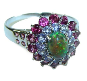 A COSMIC POWER Genuine 4.2 carat Black Opal .925 Sterling Silver handmade Ring - Picture 1 of 4