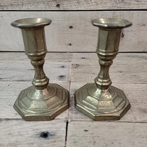 VTG 4" Victorian or Colonial Revival Style Brass Candle Stick Holders (Set of 2) - Picture 1 of 5