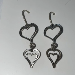 Silpada 925 Sterling Silver Spread Love Double Heart Dangle Hook Earrings - Picture 1 of 5
