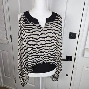 Blusa Joseph Ribkoff Talla 6 Estampado Cebra Superposición Negro Bronceado Estampado Animal Mobwife - Imagen 1 de 12
