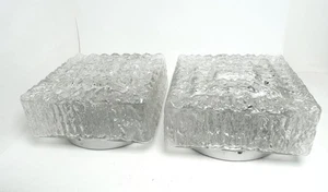 2x Hoffmeister Decken- Wandleuchten Ice Glass Space Age Mid Century Vintage 1970 - Bild 1 von 9