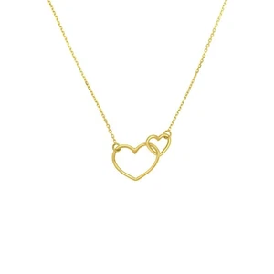 Ajustable Intertejido Abierto Corazones Collar Real 14K Oro Amarillo 45.7cm - Imagen 1 de 2