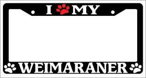 Black License Plate Frame I Heart My Weimaraner (Paw) Auto Accessory 600 - Picture 1 of 1