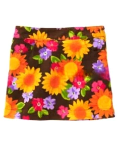 NEW Gymboree Girl's Sunflower Smiles Brown Floral Corduroy Skirt Size: 5 Vintage - Picture 1 of 1