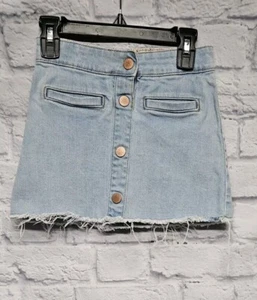 CARTER'S 5 GIRLS LIGHT WASH BUTTON POCKET FRAYED DENIM JEAN ADJUSTABLE SKIRT - Picture 1 of 13