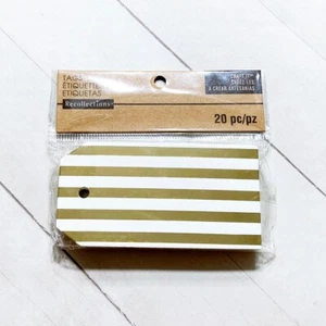 Recuerdos Etiquetas Papel Rayas 20 Dorado Metálico 1.75 x 3.5" Regalo Álbum de Recortes - Imagen 1 de 6