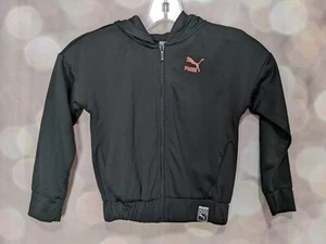 Girl's Youth Puma Black W/ Pink Logo Micro Mesh Jacket Light Weight Size 5 - Picture 1 of 12