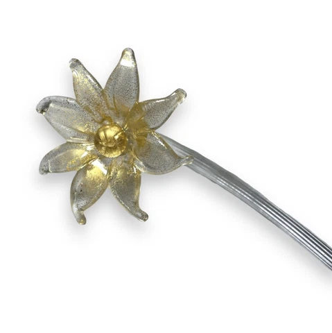 Murano Venetian Glass Chandelier Gold Fleck Flower Daffodil Replacement Part 12” Cover