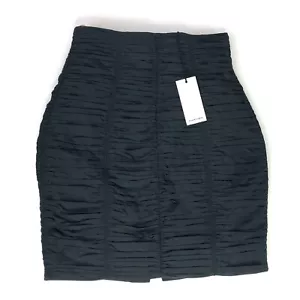 Minigonna nuova con etichette Carven Jupe ottomana increspata nera taglia 36 FR taglia 4 US Couture RTW - Foto 1 di 12
