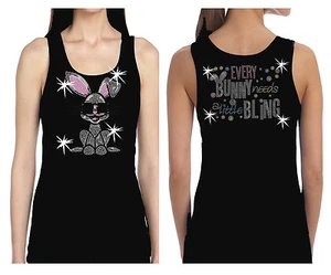 CAMISETA TANK ALL RHINESTONE EASTER BUNNY & EVERY BUNNY NEEDS BLING - Imagen 1 de 4