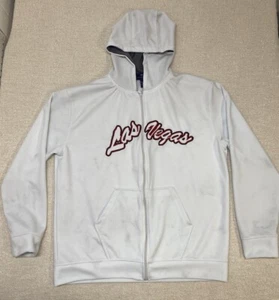 DC Classic Full Zip Hoodie Womens XL Las Vegas White Pockets Graphic Print, Used - Picture 1 of 13