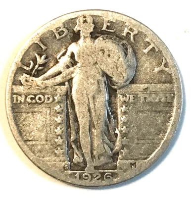 1926 STANDING LIBERTY 90% SILVER QUARTER - SAN FRANCISCO MINT-MARK - Image 1 of 4