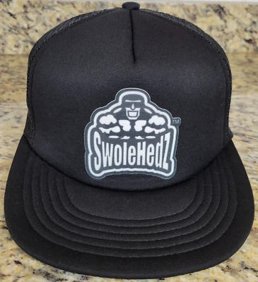 SwoleHedz District Black Trucker Hat Snapback Gym Rats - Image 1 of 4