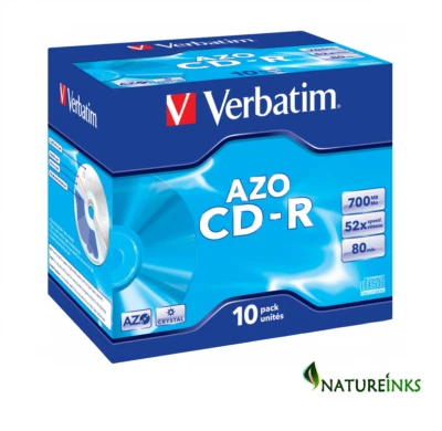 10 Verbatim Azo Crystal Surface CD-R 52x 700MB 80m Blank CD Discs 43327 in Case - Image 1 of 2