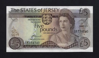 JERSEY 5 POUNDS 1976 - 1983 P-12 XF+  UK Great Britain ENGLAND - Image 1 of 2