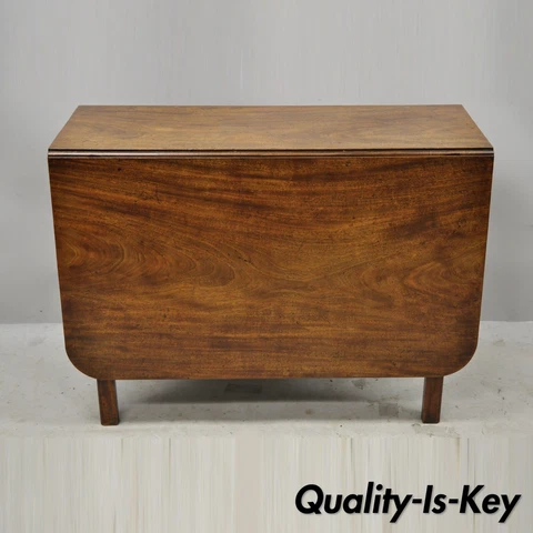 Antique 19th Century Georgian Solid Mahogany Drop Leaf Breakfast Dining Table Cover