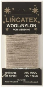 OATMEAL Thread for Darning & Mending Lincatex - 30% Wool 70% Nylon 10 Metres - Picture 1 of 1