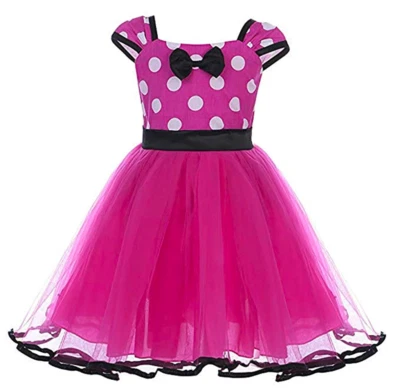 Minnie Mouse Costume Skirts Toddlers Polka Dot Girls Dress &Headband  1-5 Years - Image 1 of 4