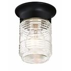 587220 Jelly Jar 1-Light Indoor/Outdoor Flush Mount Ceiling Light Black