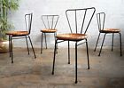 4 Vtg Petite 50s 60s Mid Century Modern Wicker Bistro Cafe Cocktail Chairs