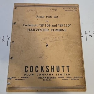 1948 Cockshutt "SP 109" und "SP 110" Harvester Mähdrescher Reparatur Teileliste Handbuch - Bild 1 von 5