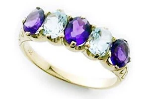 Anillo Vintage Amatista y Topacio, Oro Sólido 9 quilates 9 quilates, Rollo Victoriano R77 Personalizado - Imagen 1 de 1
