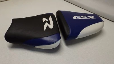 CUSTOM SEAT COVERS BLK/BLUE/WHITE WILL FIT SUZUKI 1996/98/99/2000 GSXR 600R/750R - Image 1 of 4
