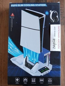 PS5 /PS5 Slim Ständer m. Lüfter,Controller-Ladestation,Spielelagerung u. USB-Hub - Bild 1 von 2