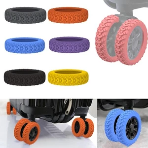 8PCS/Set Silicone Travel Luggage Caster Shoes Trolley Box Casters Cover  Luggage - Picture 1 of 24