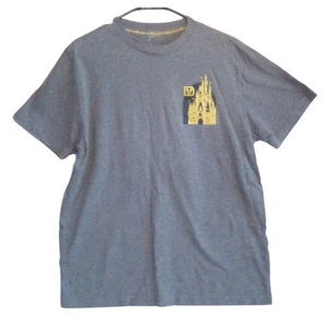 Walt Disney World T-Shirt grau Schloss gold Logo Tasche Tee ohne Etikett Markierung wie (XL) - Bild 1 von 4