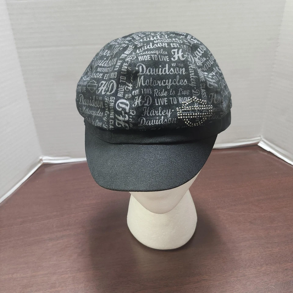 Gorra ajustada Harley-Davidson para mujer negra estrás cadete motociclista motocicleta Foto 1 de 4