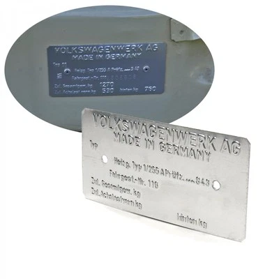 1965-1973 VW Volkswagen VIN Name Plate for Beelte Bus Ghia T4 T3 Thing - Image 1 of 4