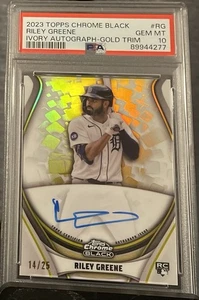 2023 Topps Chrome Black Ivory Auto Riley Greene #WCA-RG Gold Trim Refractor /25  - Picture 1 of 2