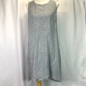 EILEEN FISHER Damen High/Low Leinen Blau Chambray Etuikleid Größe PL - Bild 1 von 9