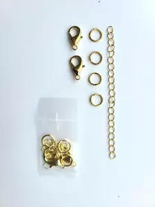 140 Stck. Hummer Kralle Verschluss, Ring & Kette zum Selbermachen Schmuck/Halskette/Armband-Goldfarbe - Bild 1 von 4
