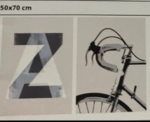 IKEA Bild Bicycle Alphabet Letters A Z,Racing Bike,2 Graphic Poster Prints,Gray - Picture 1 of 18