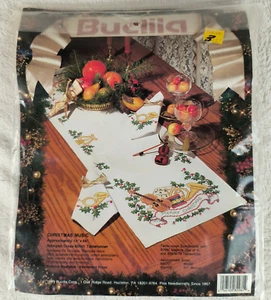 Bucilla Stamped Cross Stitch Kit Christmas Music Table Runner New - Picture 1 of 3