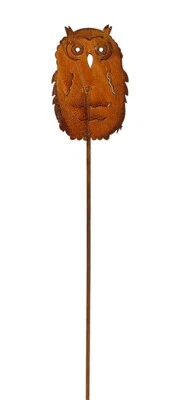 Rost Gartenstecker Eule 110 cm Edelrost Gartendeko aus Metall Vogel Garten Deko  - Bild 1 von 3