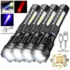 4PCS 500000lm LED Flashlight USB Rechargeable Torch for Outdoor Camping Hiking - Picture 1 of 12