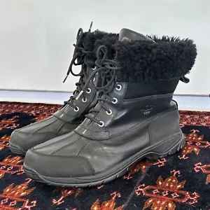 UGG Herren Schuhe Stiefel Boots Leder Gr:47/12UK Schwarz Lammfell Gefüttert👍 - Bild 1 von 21
