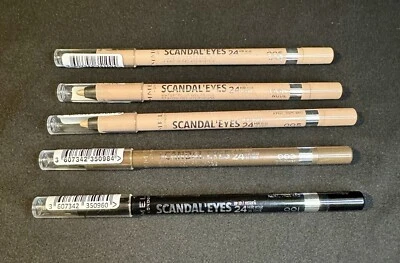 Lot of 5 Rimmel Scandal Eyes 24HR Gel Pencil 001 Black, 005 Nude, 003 Brown - Image 1 of 4