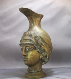 Art Nouveau Bronze Figural Vase /Urn/ Ewer Classical Female withTurban 8" x 4" - Picture 1 of 12