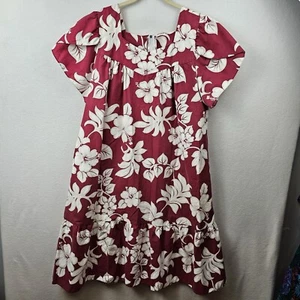 Royal Creations Hawaii Dress Woman’s Size XL Red White Floral Short Sleeve  - Picture 1 of 8