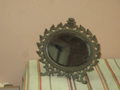 ANTIQUE CHERUB ANGEL ROCOCO BRONZED VANITY DRESSER TABLE BEVELED MIRROR FRAME Cover