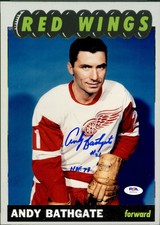 Custom made OPC style 1965-66 Detroit Red Wings Andy Bathgate Hockey card W