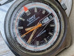 Vintage Camy Rallyking Day-Date Taucheruhr mit allem SS-Gehäuse, läuft FÜR TEILE/REPARATUR - Bild 1 von 12