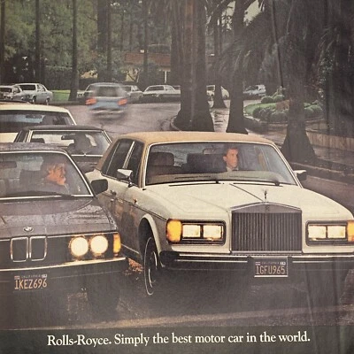 1985 Rolls Royce PRINT AD Simply The Best Motor Car Jealous BMW Driver 80s Decor - Image 1 of 3