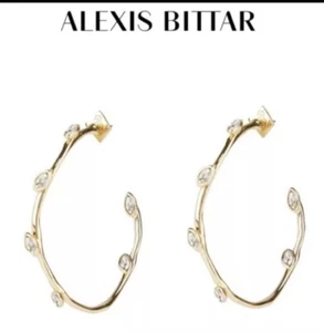 Alexis Bittar Navette Shaped Crystal Post Hoop Earrings NWT - Picture 1 of 3