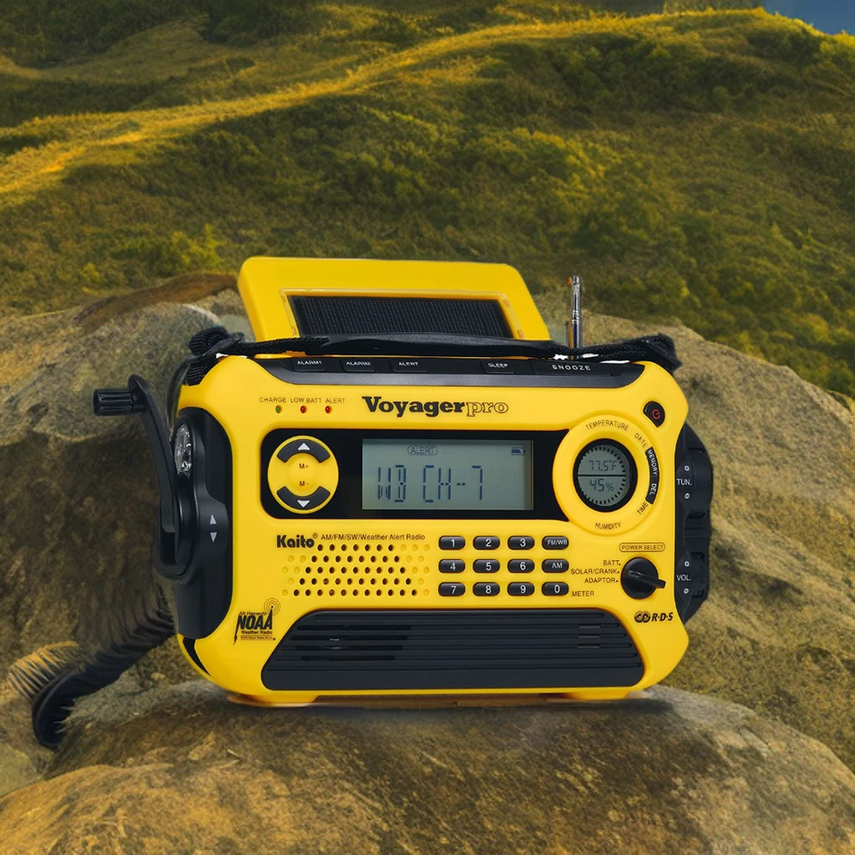 Kaito KA600 Digital Solar AM/FM/LW/SW Emergency Weather Radio - Yellow - Image 1 of 4
